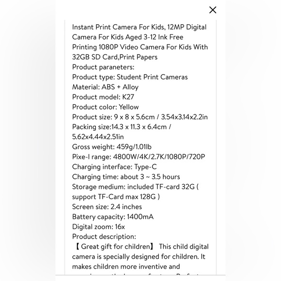 NIB Instant Print Kids Camera - Picture 3 of 3